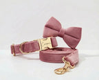 D&D Paws Collar + Leash + Bowtie / XS Light Purple Velvet Set