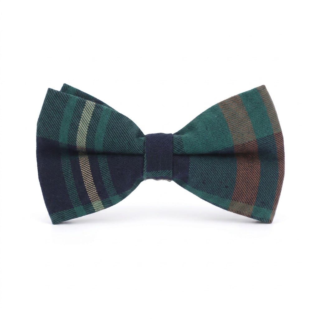 D&D Paws Bowtie Designed Navy Plaid Dog Vest Set
