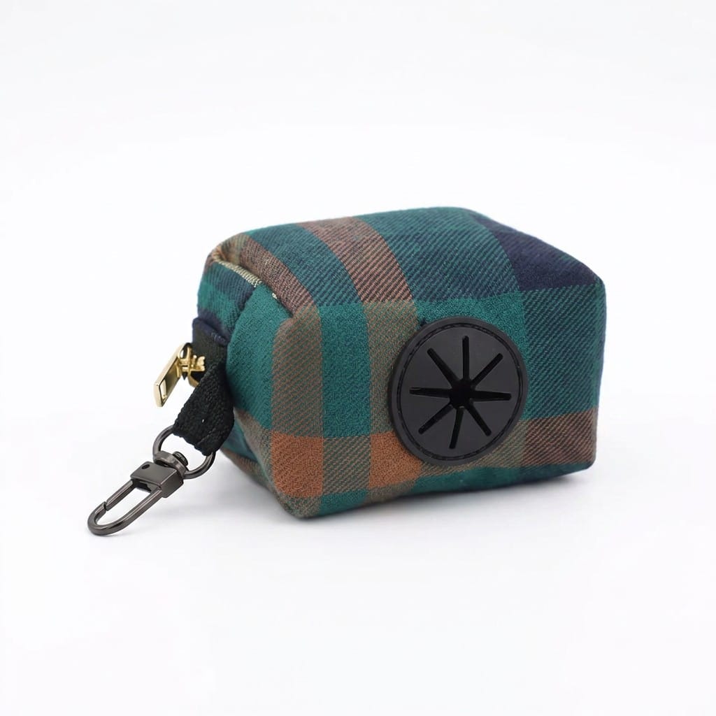 D&D Paws Poop Bag Holder Designed Navy Plaid Dog Vest Set