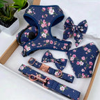 D&D Paws Designed Navy Floral Dog Vest Set