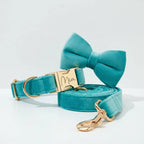 Turquoise Stone Velvet Collar Leash Set