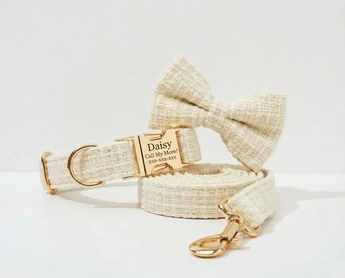 DDPaws Engraved Cotton White Set