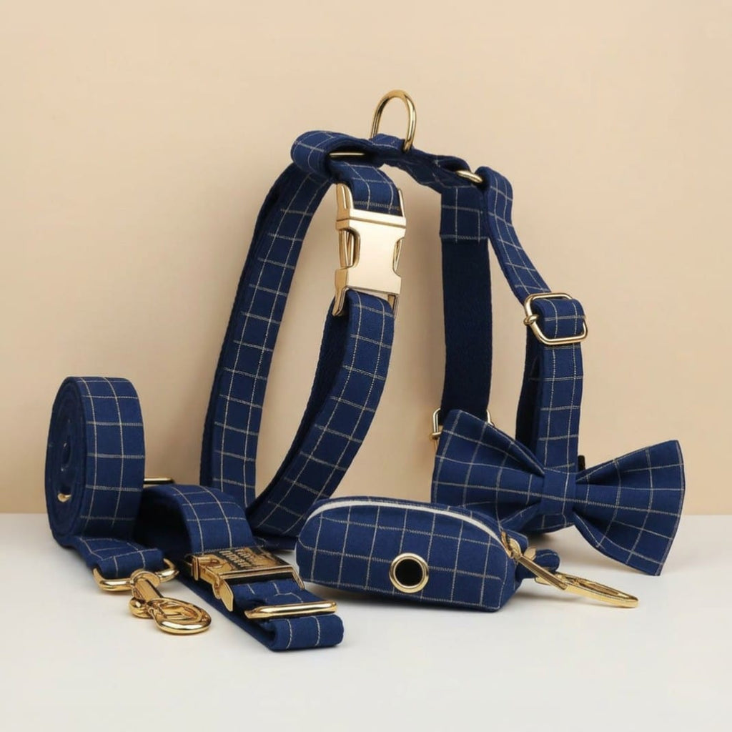 D&D Paws  Plaid Dark Blue Set