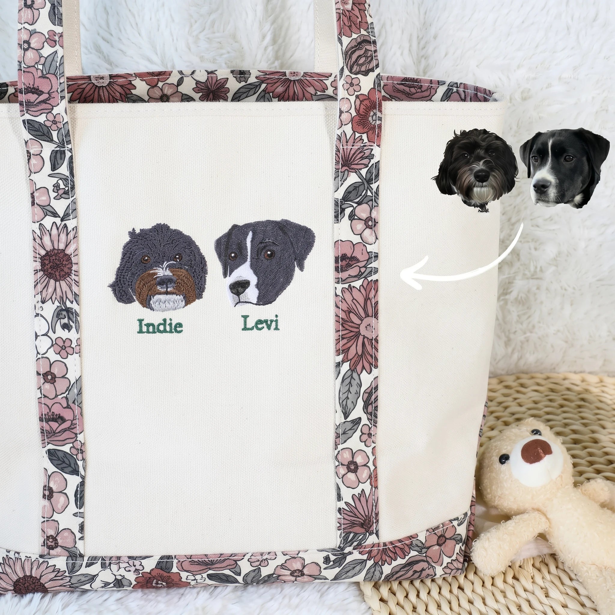 Embroidered Canvas Tote Bag