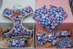 D&D Paws Designed Navy Retrol Floral Dog Vest Set