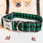 Designed Green Buffalo Plaid Dog Harness Set