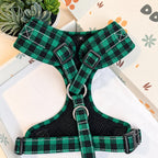 Designed Green Buffalo Plaid Dog Harness Set