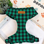 Designed Green Buffalo Plaid Dog Harness Set
