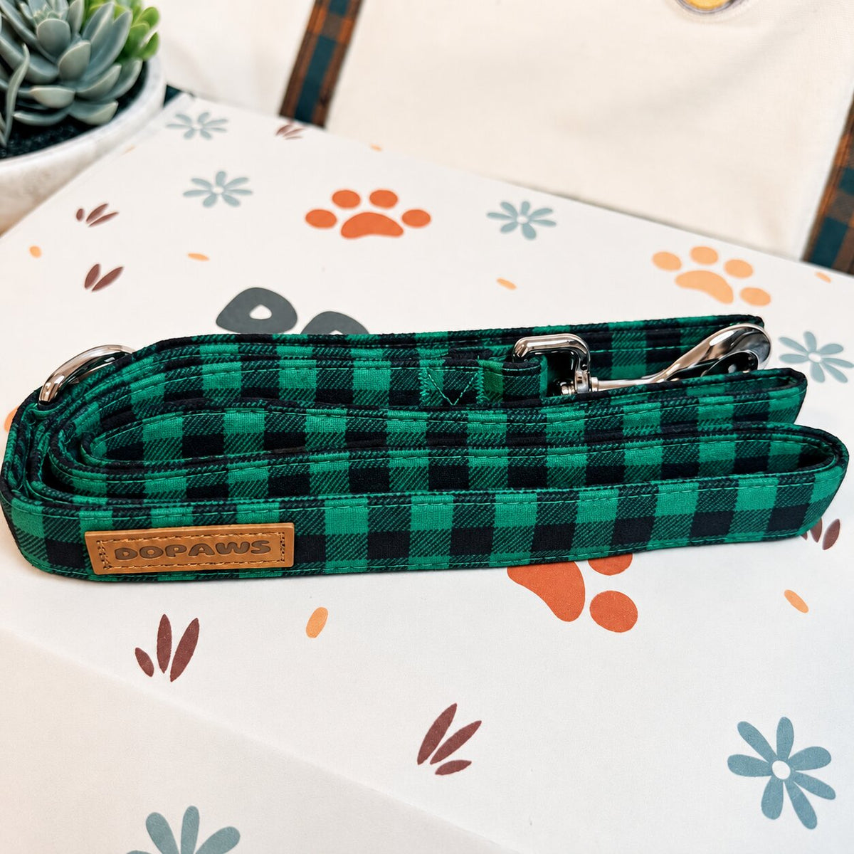 Designed Green Buffalo Plaid Dog Harness Set