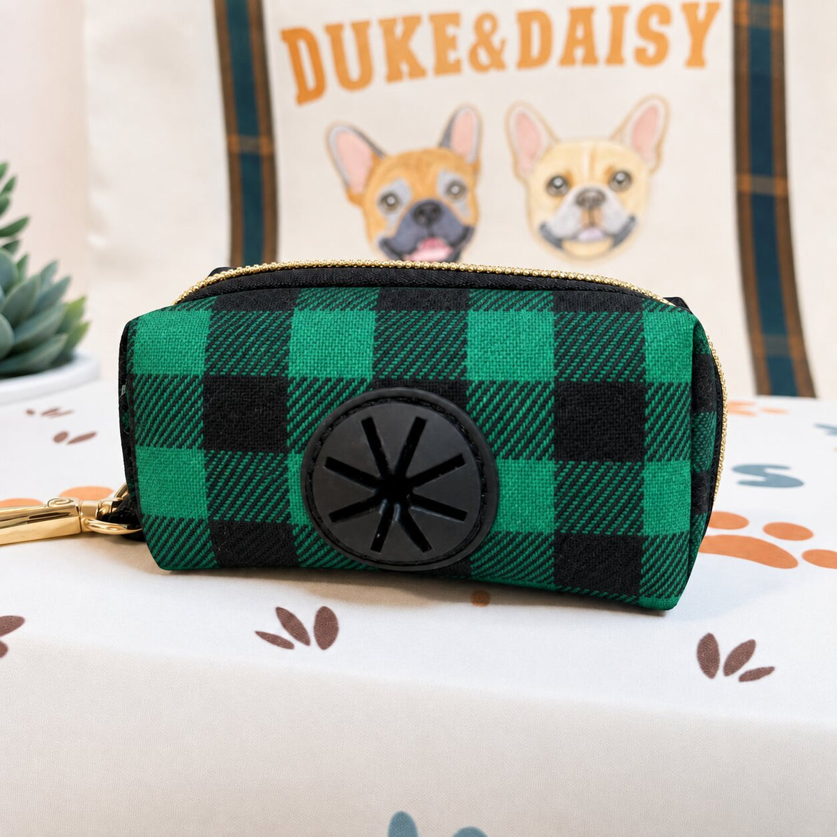 Designed Green Buffalo Plaid Dog Harness Set