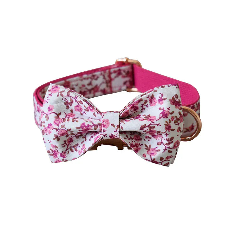 Personalized Floral Dog Collar Leash Set