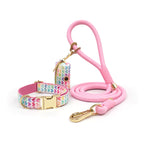 DDPaws Light Pink / XS Personalized Rope Dog Collar Leash Set