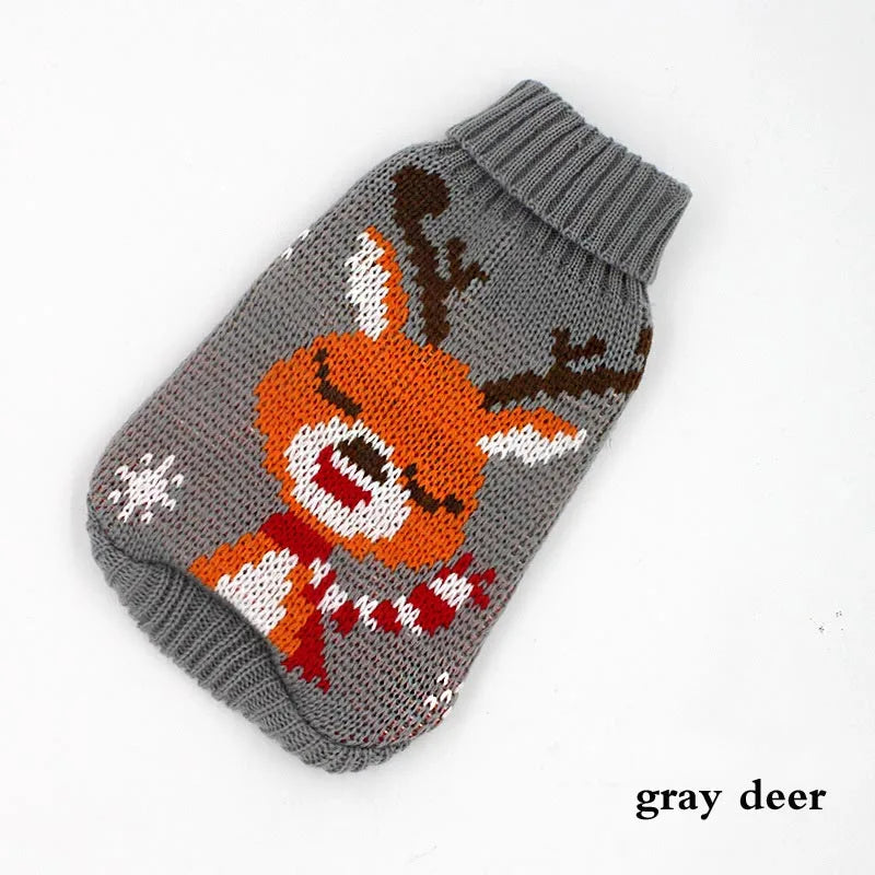 Christmas Deer Pet Sweater – Warm Knitted Holiday Outfit for Small Dogs & Cats