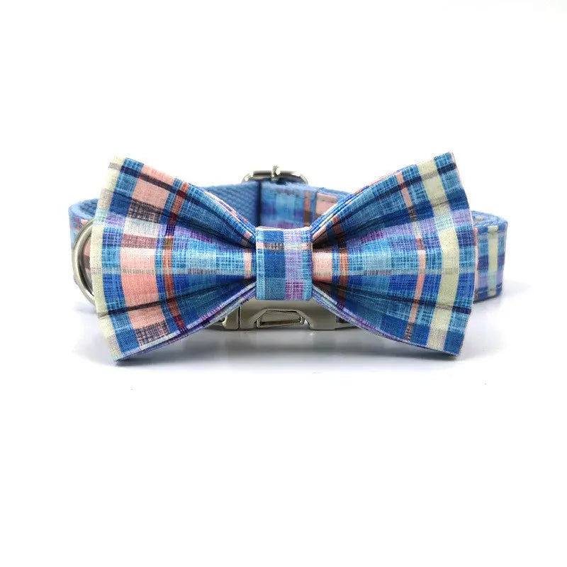 DDPaws  Bowtie Collar / XS Blue Plaid Set