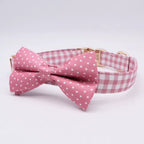 Pink Polka Dot Floral Dog Collar and Leash Set
