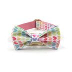 D&D Paws Bowtie Collar / XS Pink Hearts Print Set