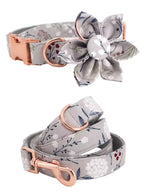Silver Meadow Floral Dog Collar and Leash Set