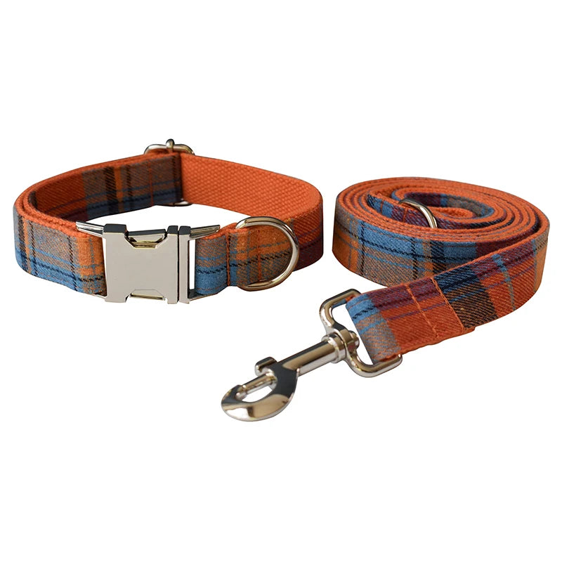 Grid Design Personalized Dog Collar, Leash & Harness Set
