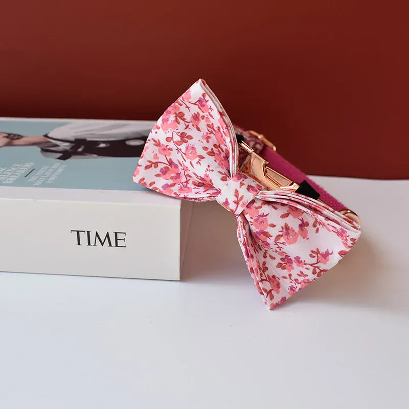 Personalized Floral Dog Collar Leash Set