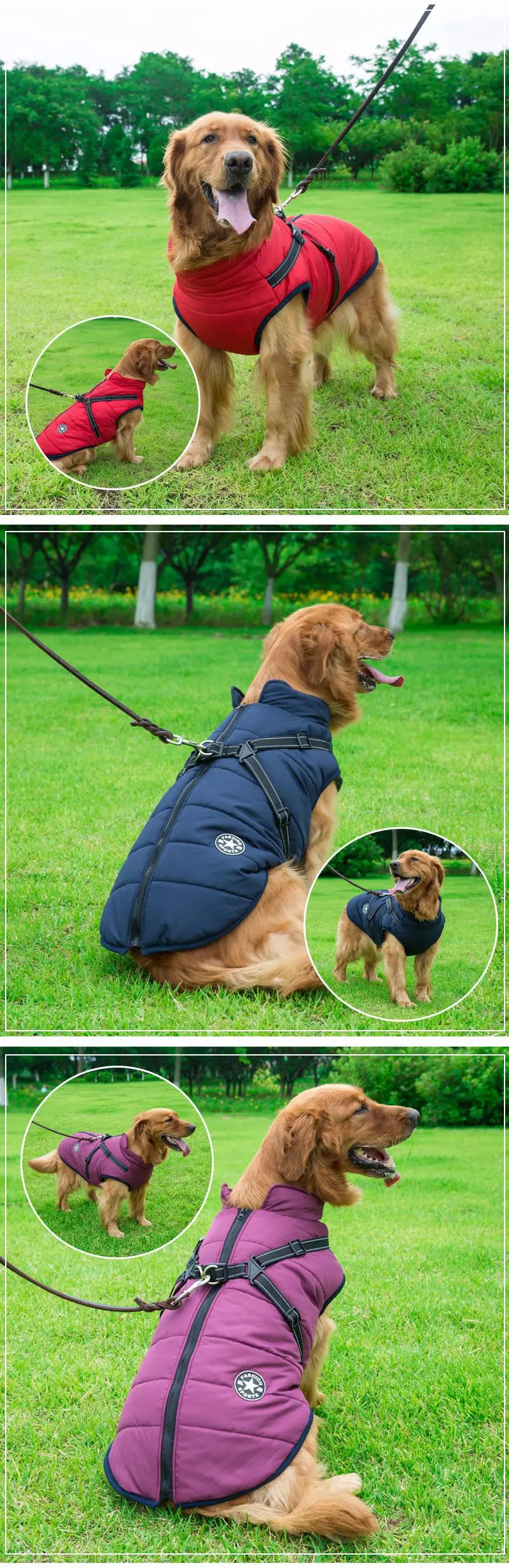Waterproof Winter Dog Jacket with Built-in Harness – Warm Coat for Small & Large Breeds