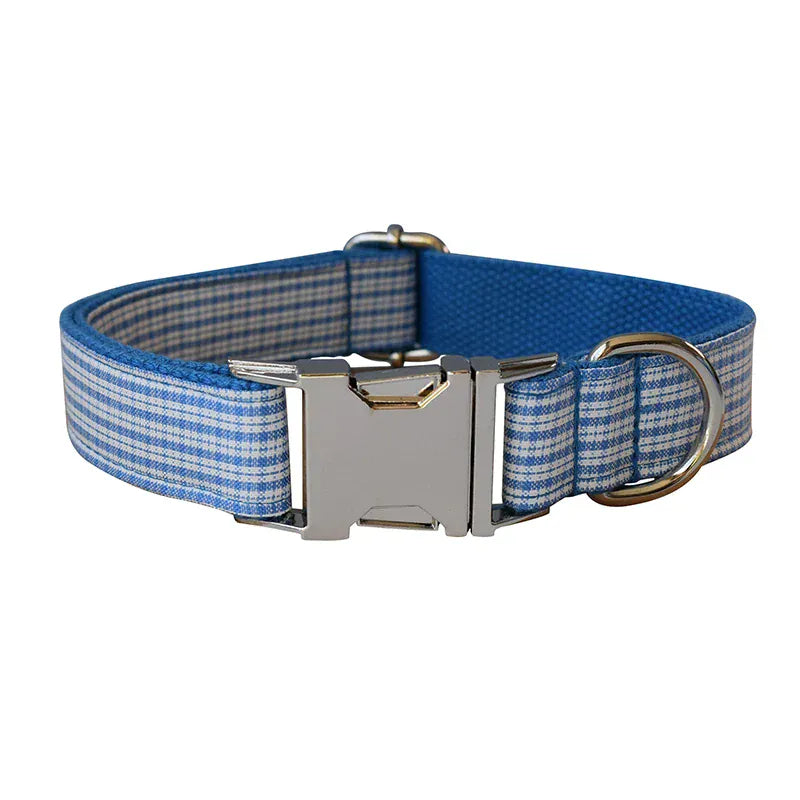 DDPaws  Collar / S Blue White Grid Set