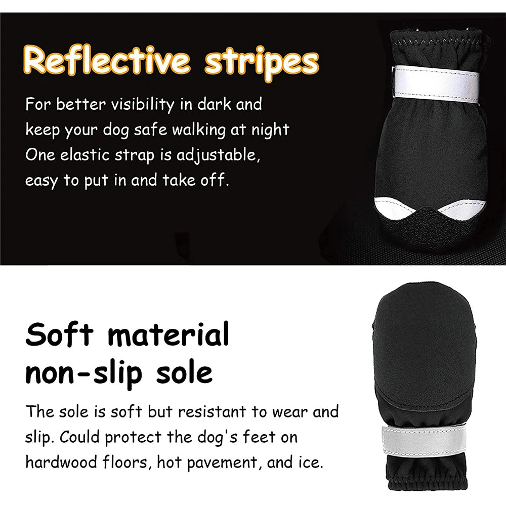 Waterproof Reflective Dog Boots – Non-Slip PVC Sole Shoes for All-Season Paw Protection