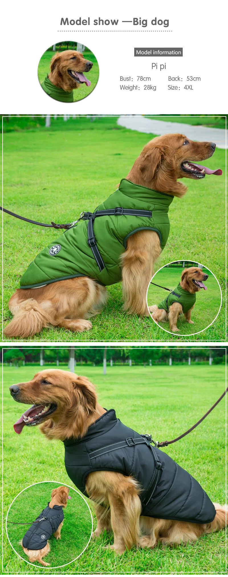 Waterproof Winter Dog Jacket with Built-in Harness – Warm Coat for Small & Large Breeds