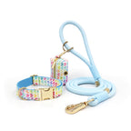DDPaws Light Blue 2 / XS Personalized Rope Dog Collar Leash Set