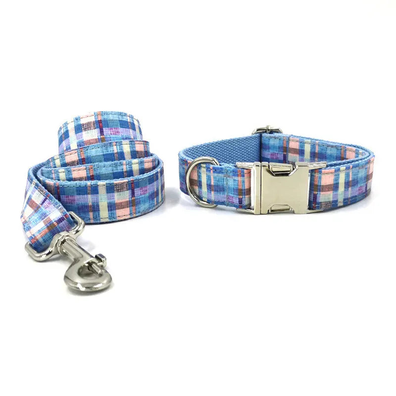 DDPaws  Collar + Leash / XS Blue Plaid Set