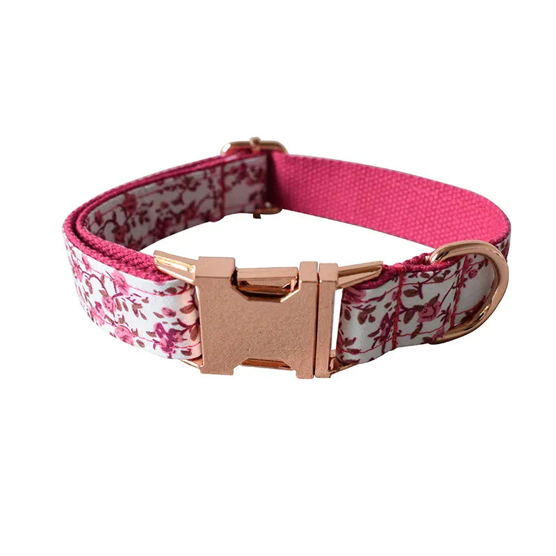 Personalized Floral Dog Collar Leash Set