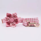 Pink Polka Dot Floral Dog Collar and Leash Set