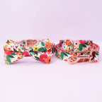 DDPaws  collar bow leash / M Classical Floral Dog Harness, Collar Flower Matching leash, Bandana, Shampoo Bag with Personalized Name, Telphone
