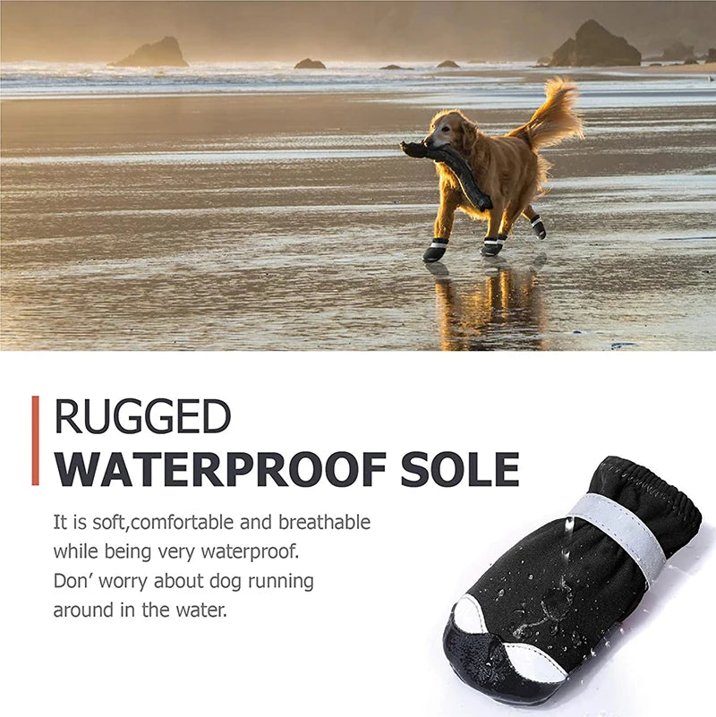 Waterproof Reflective Dog Boots – Non-Slip PVC Sole Shoes for All-Season Paw Protection