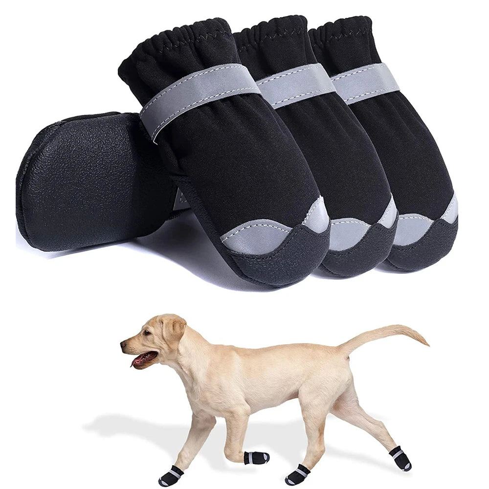 Waterproof Reflective Dog Boots – Non-Slip PVC Sole Shoes for All-Season Paw Protection