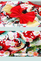Japanese Kimono Pet Outfit – Cherry Blossom Crane Print Cosplay Coat for Dogs & Cats