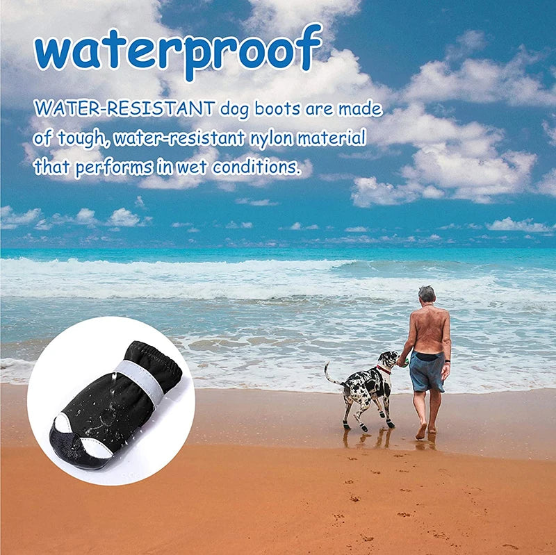 Waterproof Reflective Dog Boots – Non-Slip PVC Sole Shoes for All-Season Paw Protection