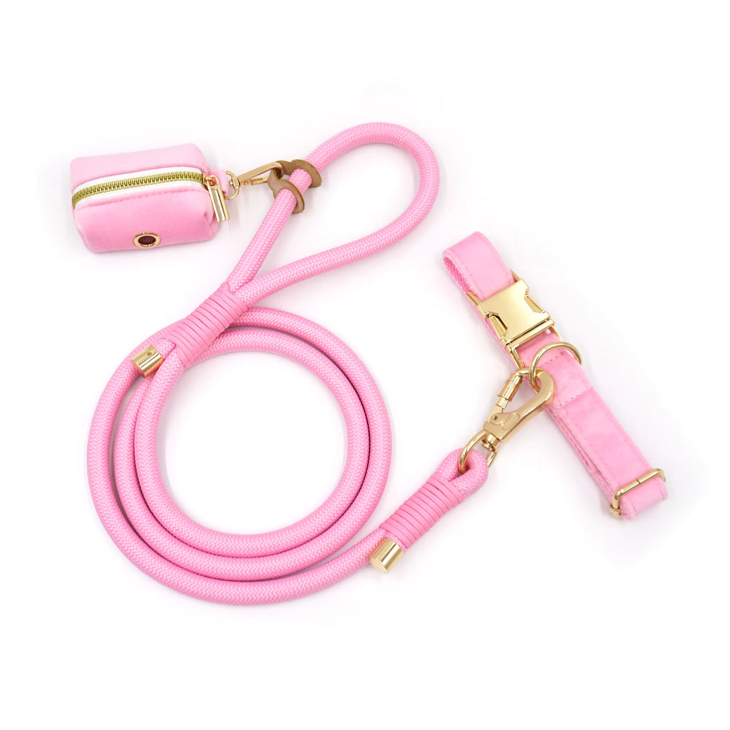 Personalized Velvet Dog Walking Set