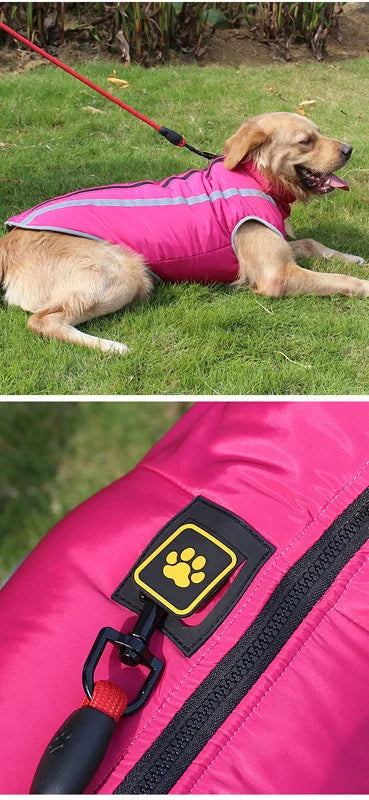 Waterproof Winter Dog Coat – Padded Fleece Jacket for Large Dogs