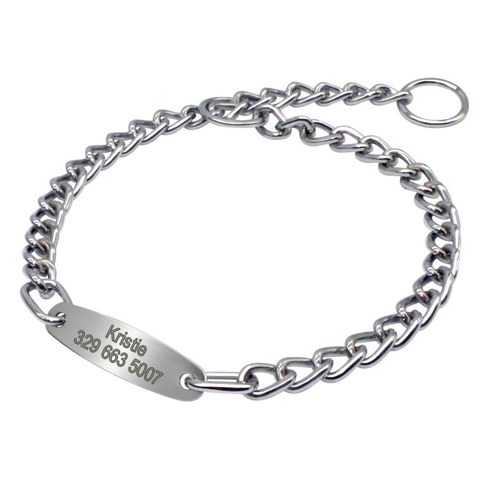 Personalized Dog Chain Collar – Engraved Metal Choke Collar for Training Medium & Large Dogs