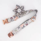 Silver Meadow Floral Dog Collar and Leash Set