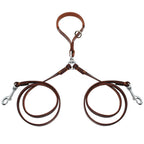 Double Dog Leather Leash – No-Tangle Coupler with Handle for Walking Two Dogs