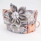 Silver Meadow Floral Dog Collar and Leash Set
