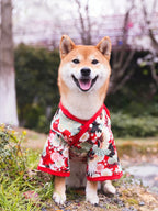 Japanese Kimono Pet Outfit – Cherry Blossom Crane Print Cosplay Coat for Dogs & Cats