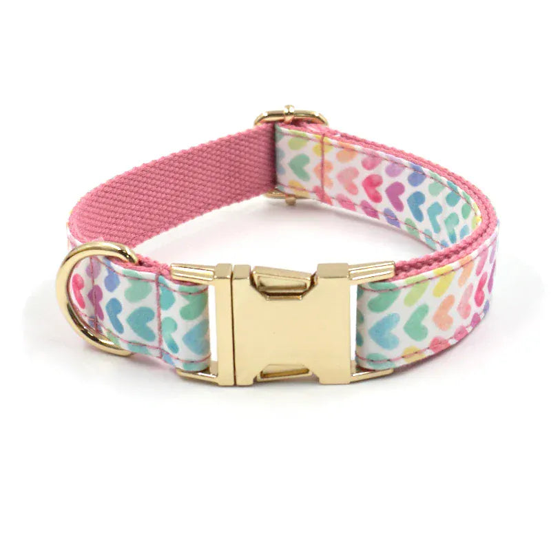 D&D Paws Collar / XS Pink Hearts Print Set