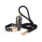 DDPaws Black 1 / XS Personalized Rope Dog Collar Leash Set