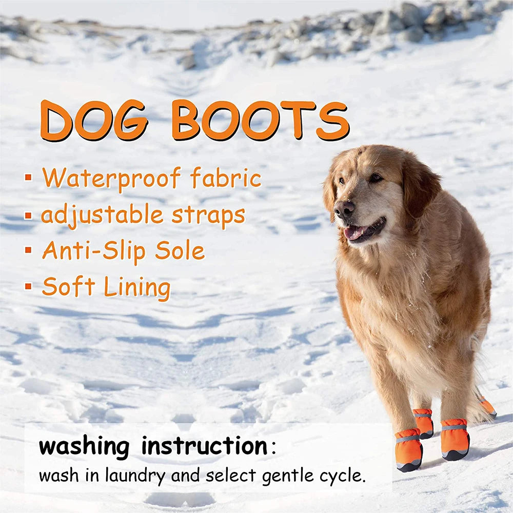 Waterproof Reflective Dog Boots – Non-Slip PVC Sole Shoes for All-Season Paw Protection