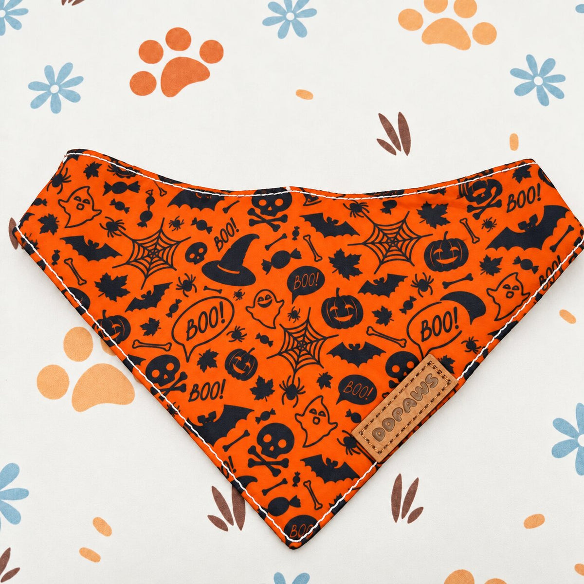 Designed Halloween Boo Pumpkin Dog Harness Set
