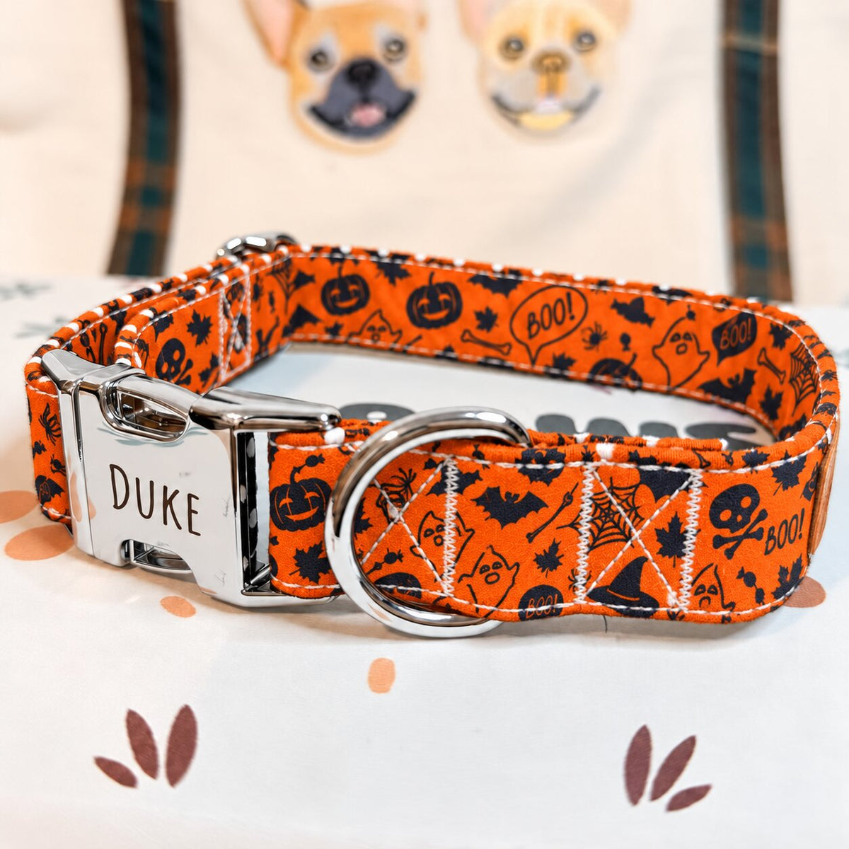 Designed Halloween Boo Pumpkin Dog Harness Set