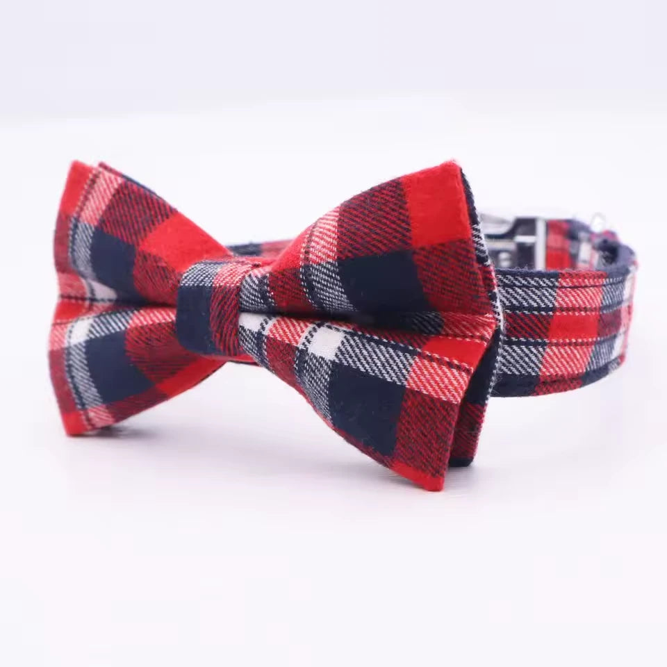 Designed Crimson Navy Plaid Dog Vest Set
