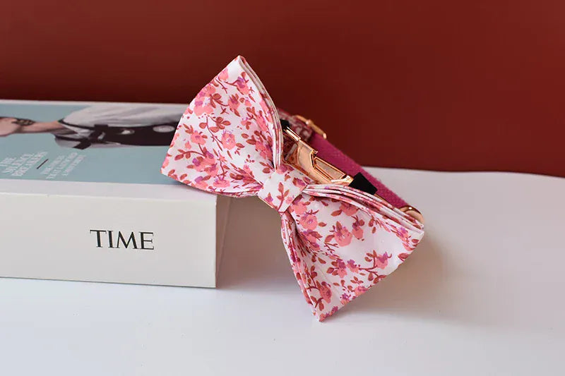 Personalized Floral Dog Collar Leash Set